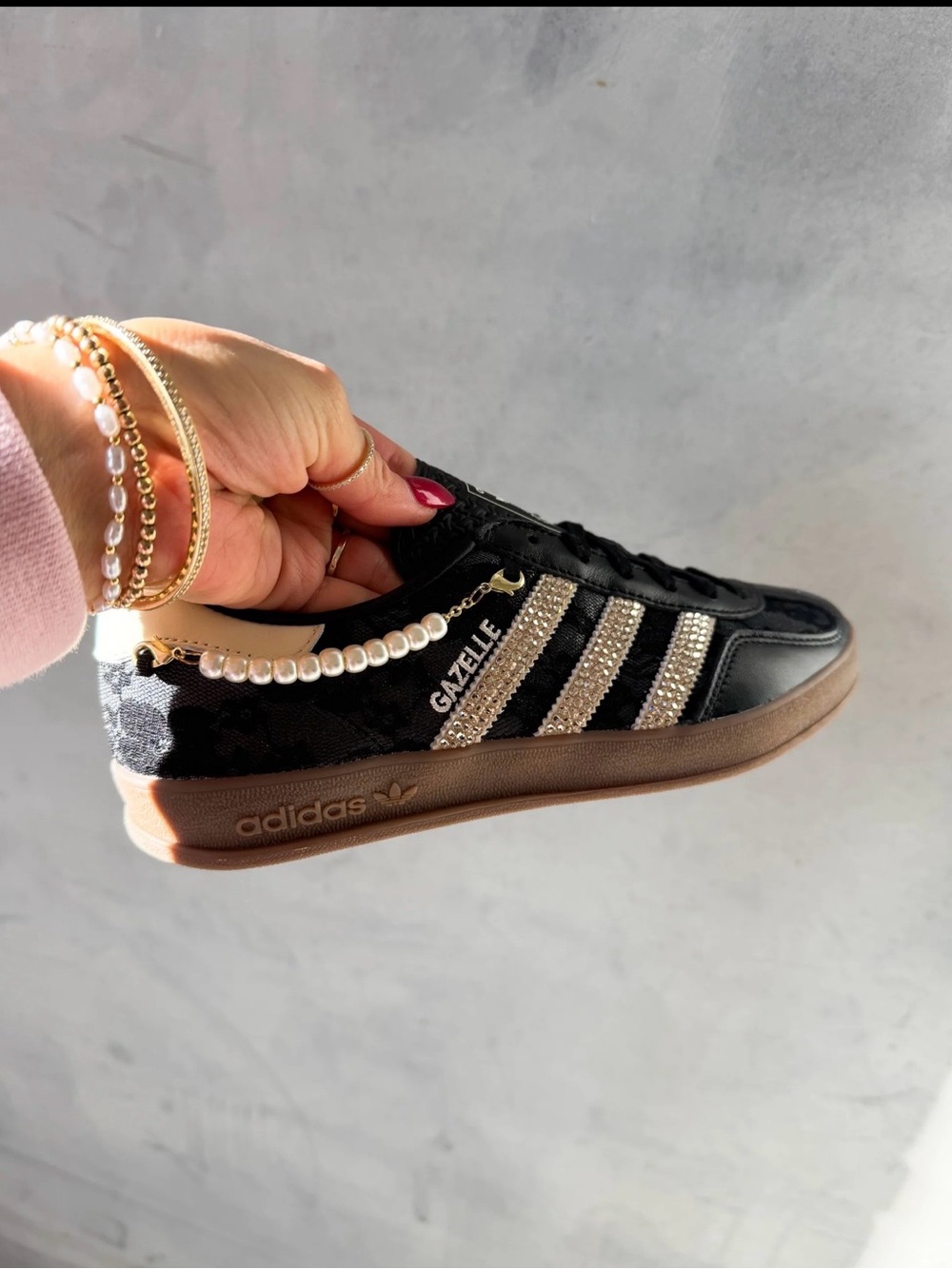 adidas Gazelle Women's Black with Rose Gold Accent Sneakers - Picture 7 of 7